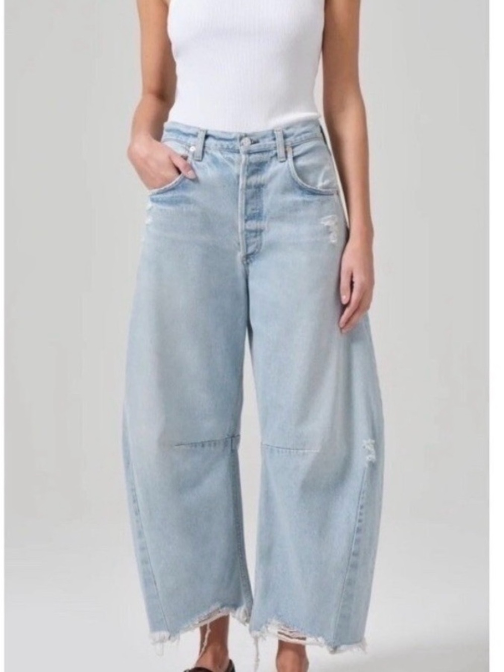 Citizens Of Humanity Light Blue Wide Crop Distressed Jeans
